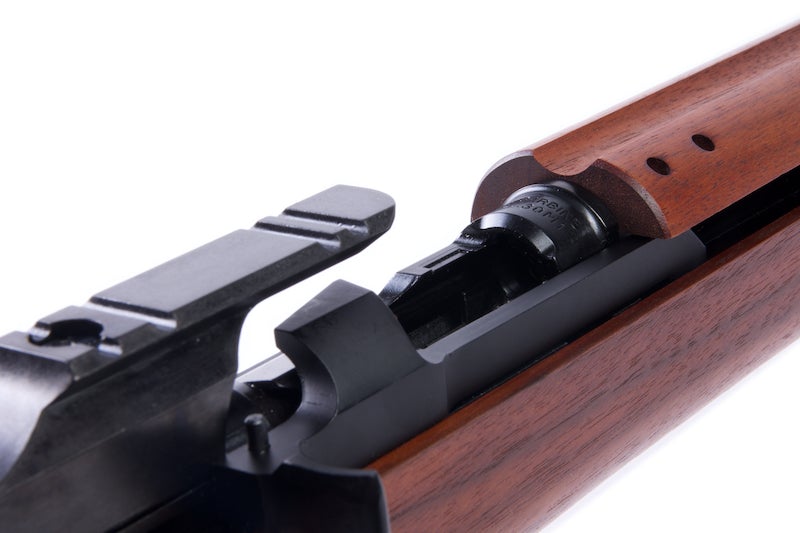 Marushin M1 Short EXB2 Walnut 6mm Co2 Blow Back Rifle (Brass Piston w/ Scope Mount)