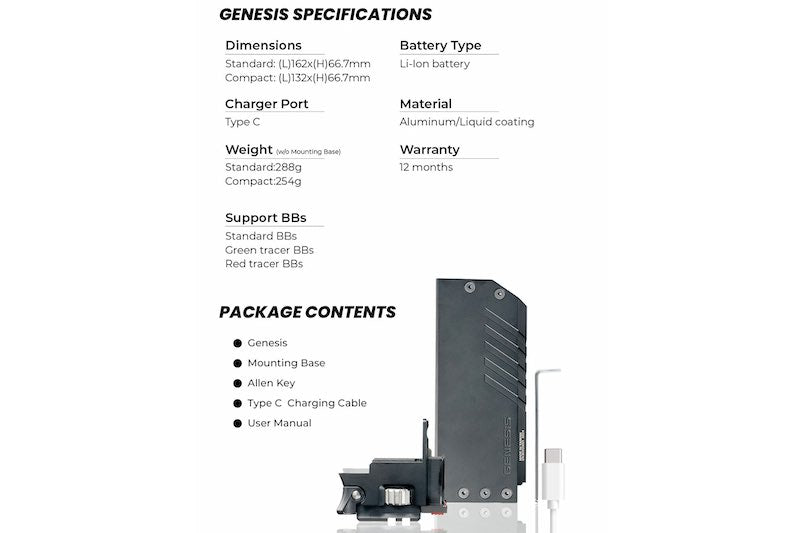 ACETECH Genesis Bifrost Tracer Unit (Compact) for Glock 19 GBB