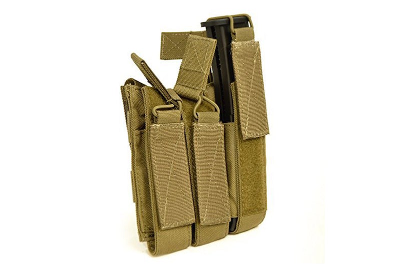 TMC Molle Tri Open Top Magazine Pouch for MP7 (Khaki)