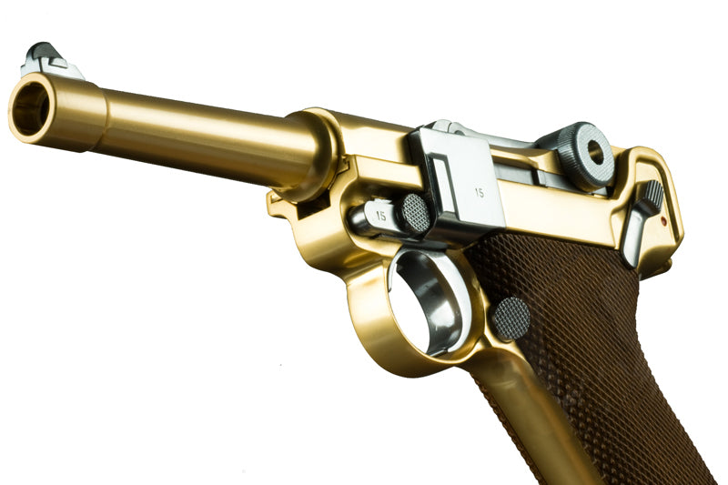 WE Luger P08 4 inch GBB Pistol Airsoft Guns (Gold)