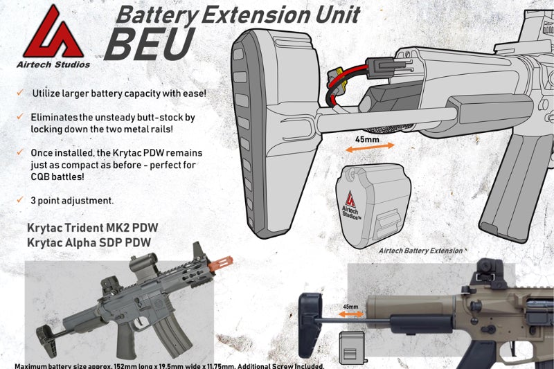 Airtech Studios Battery Extension units BEUs for Krytac Trident MKII PDW & Alpha SDP PDW