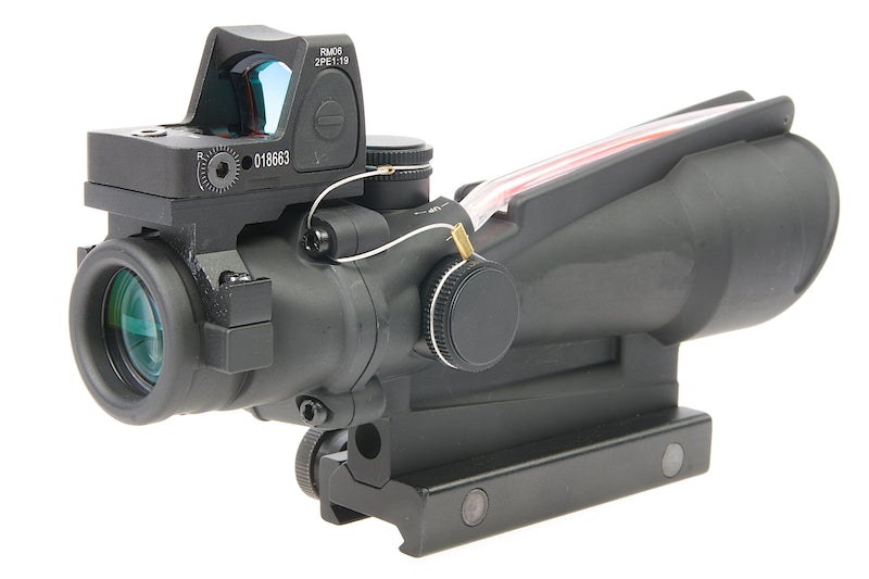 Arrow Optics TA11D 3.5x32 Fiber Illuminated Red Crosshair ACOG Scope with RMR Red Dot Sight