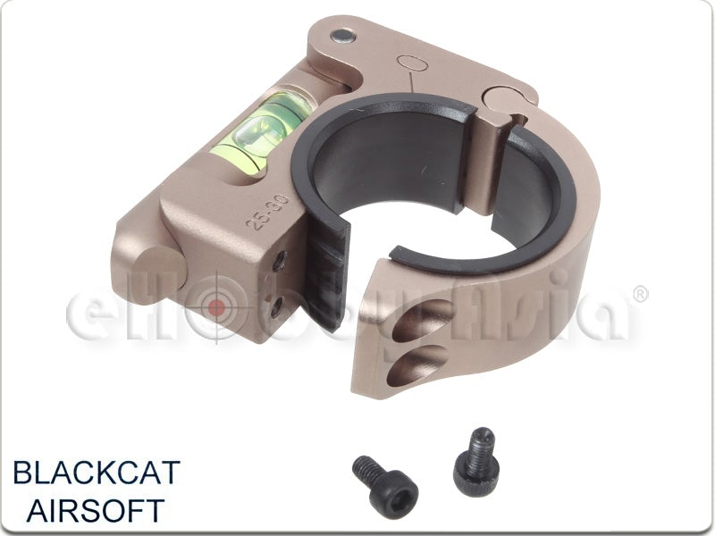 Blackcat Adjustable Heavy Duty 25-30mm Bubble Level Scope Mount Ring (Tan)