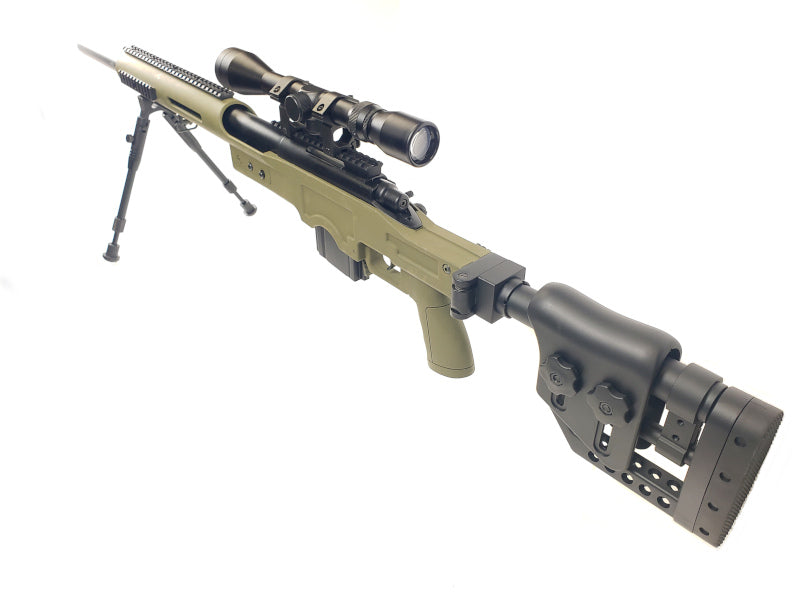 WELL MB4410D Air Cocking Sniper Rifle w/Scope & Bipod (Folding Stock/ OD)