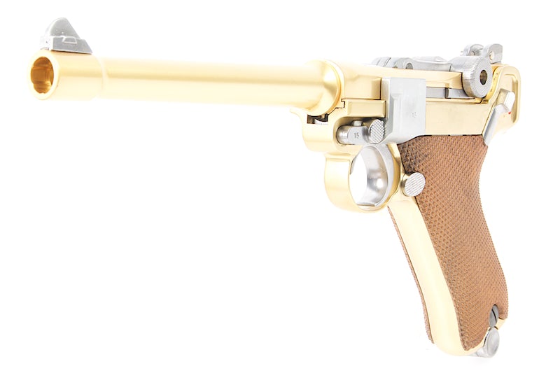 WE Luger P08 6" GBB Pistol (Gold)