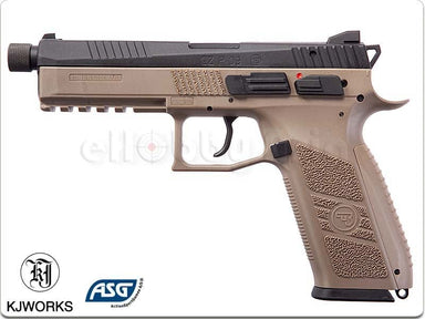 KJ Works CZ P-09 Tactical GBB Pistol Tan (ASG, CO2 Ver)