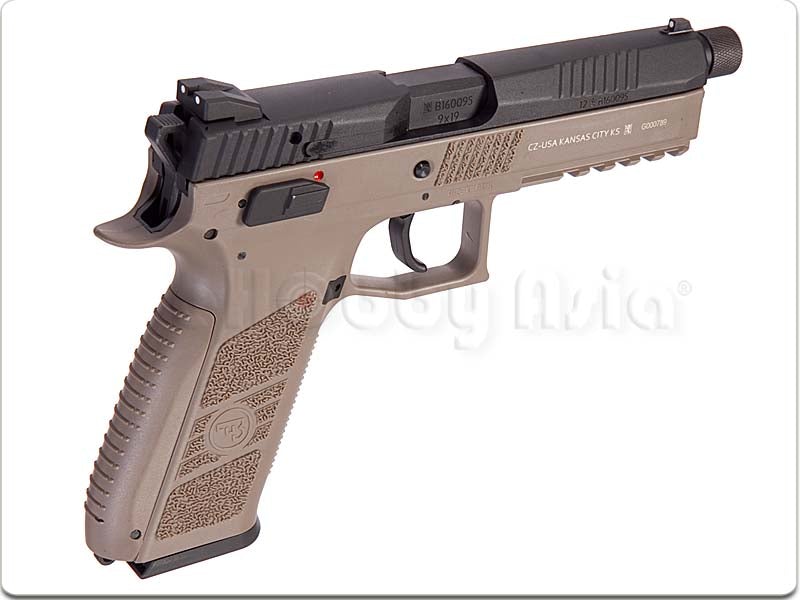 KJ Works CZ P-09 Tactical GBB Pistol Tan (ASG, CO2 Ver)