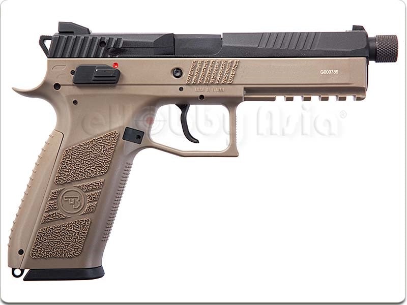 KJ Works CZ-75 P-09 Tactical GBB Pistol Tan (ASG, Gas Ver)