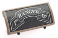 Custom Gun Rails (CGR) Aluminum Rail Cover (1ST Ranger Battalion Scroll, Large Laser Engraved Aluminum/ FDE Retainer)