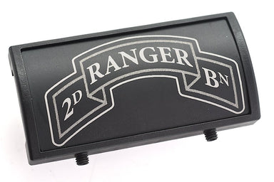 Custom Gun Rails (CGR) Aluminum Rail Cover (2ND Ranger Battalion Scroll, Large Laser Engraved Aluminum/ BK Retainer)