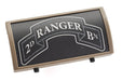 Custom Gun Rails (CGR) Aluminum Rail Cover (2ND Ranger Battalion Scroll, Large Laser Engraved Aluminum/ FDE Retainer)