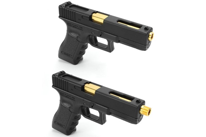 Nine Ball Non-Recoil 2 Way Outer Barrel w/ 14mm CCW Adapter for Marui G17 Gen 3 /G22 /G18C GBB (Gold)