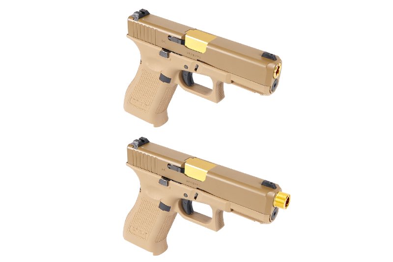 Nine Ball Non-Recoil 2 Way Outer Barrel w/ 14mm CCW Adapter for Umarex (VFC) 19X Airsoft GBB (Gold)