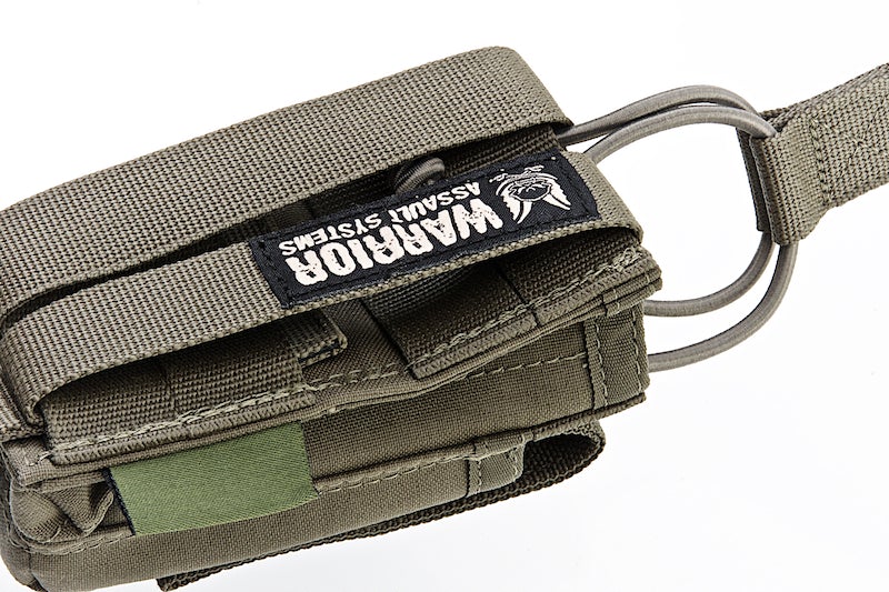 Warrior Assault Systems Single Open M4 5.56mm Mag Pouch with 9mm D/A Pistol Magazine (Ranger Green)