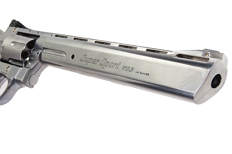 Gun Heaven (WinGun) 703 6mm Co2 Revolver (Brown Grip/ 8 inch/ Silver)