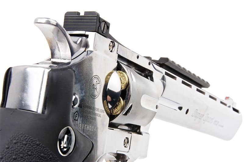 Gun Heaven (WinGun) 703 8 inch 6mm Co2 Revolver (Black Grip/ Silver)